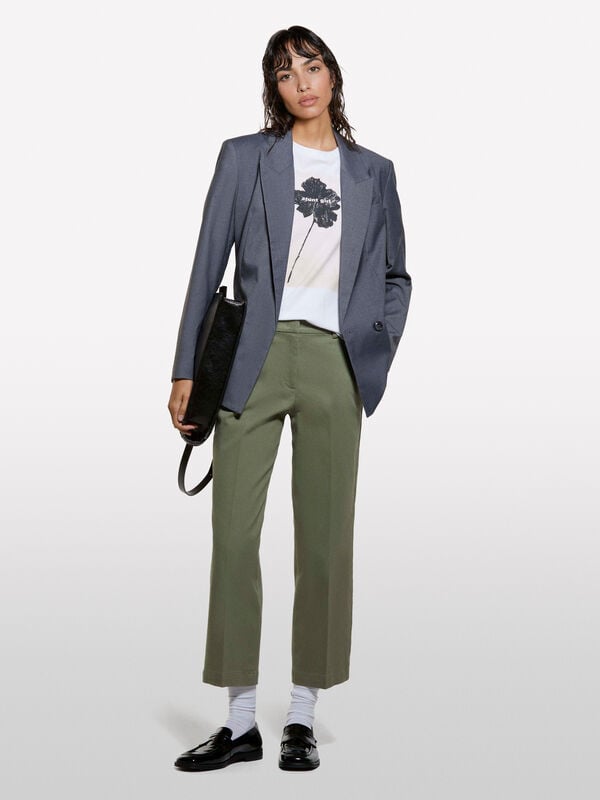 Dark green high-waisted trousers - women's regular fit trousers | Sisley