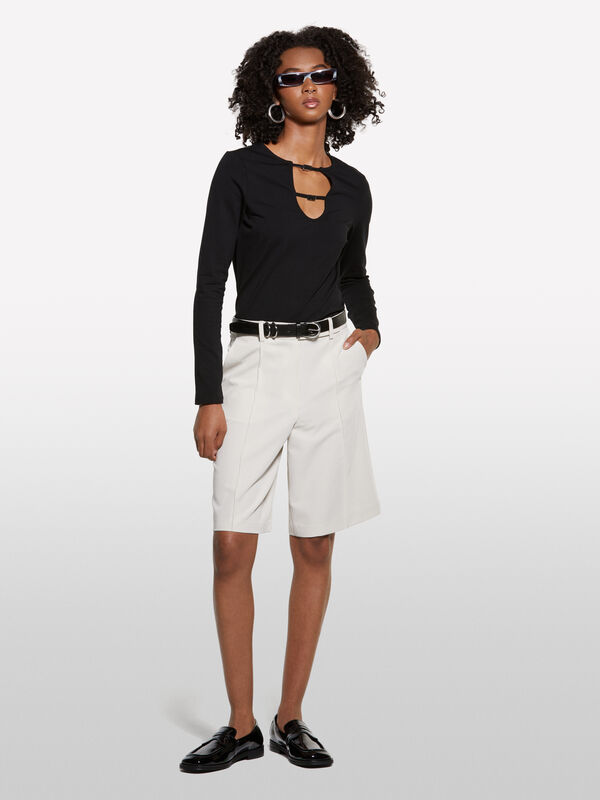 Beige relaxed fit bermudas - women's shorts | Sisley