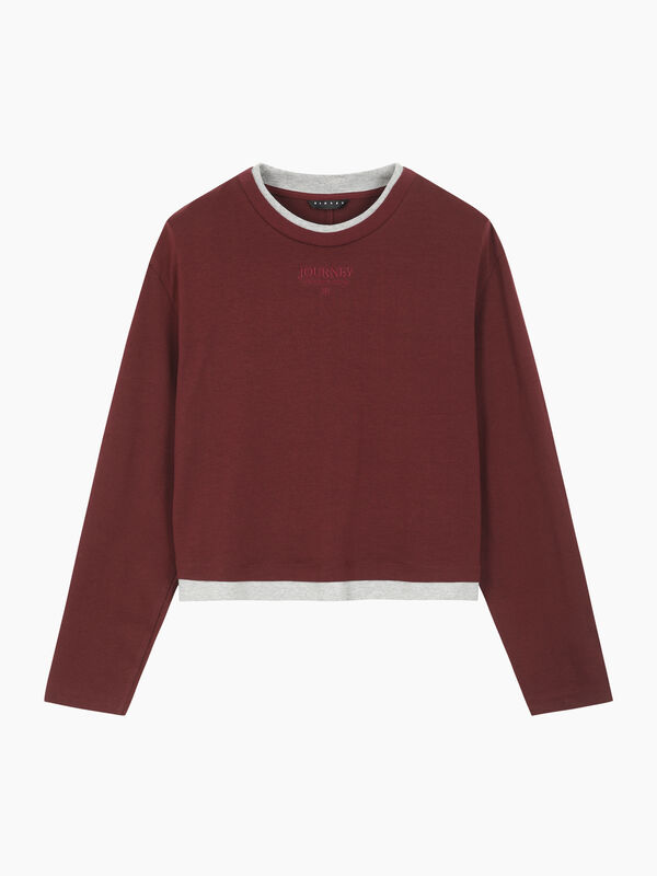 T-shirt with contrast and embroidery - sisley k long sleeve t-shirt | Sisley K