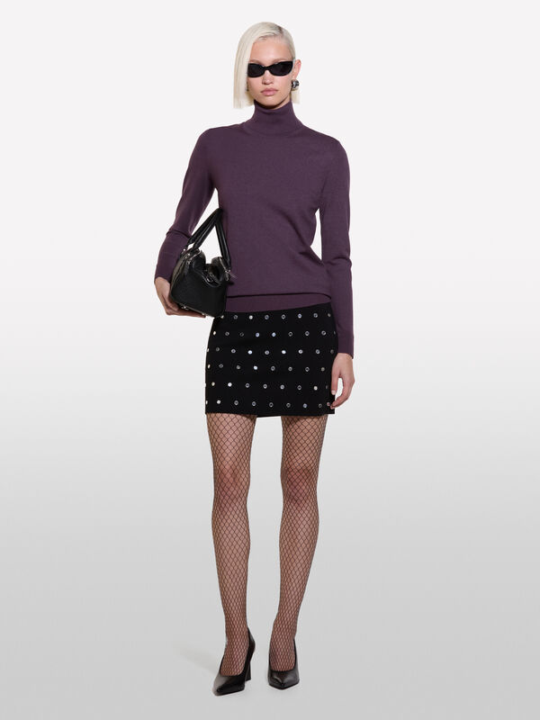 Plum turtleneck sweater - women's high neck sweaters | Sisley