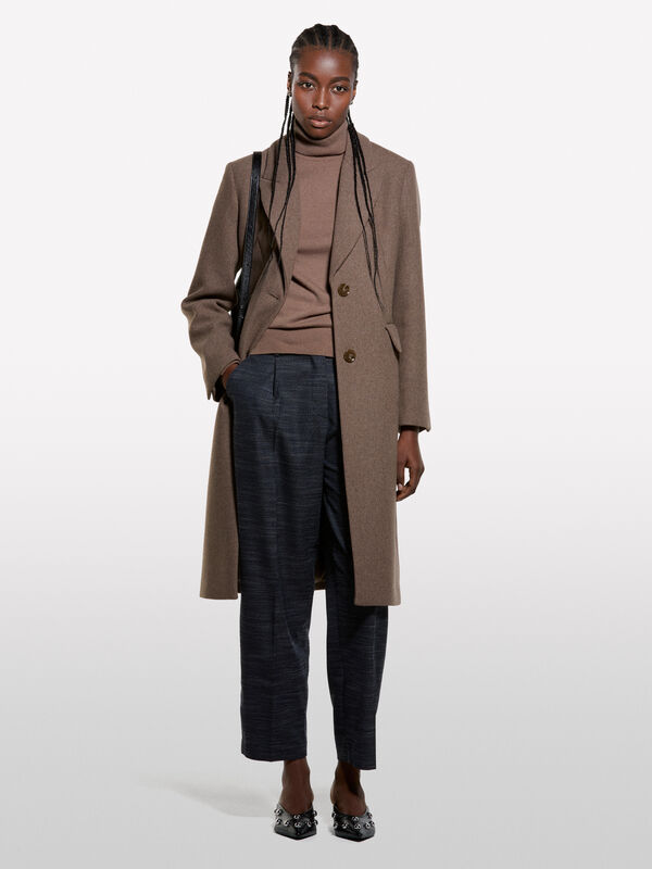 Brown single-breasted coat - women's coats | Sisley