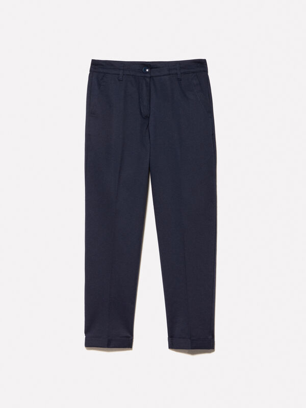 Dark blue cigarette trousers Dark blue cigarette trousers - women's skinny fit trousers | Sisley