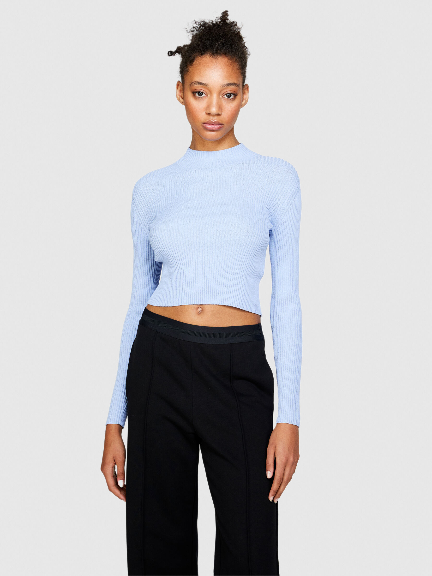Light blue store mock neck top