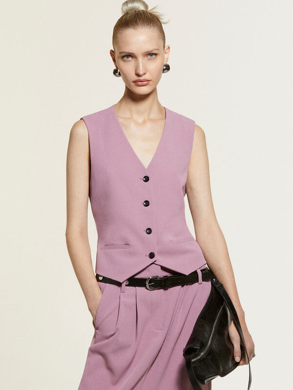 Mauve slim fit vest - women's vests and sleeveless jackets | Sisley