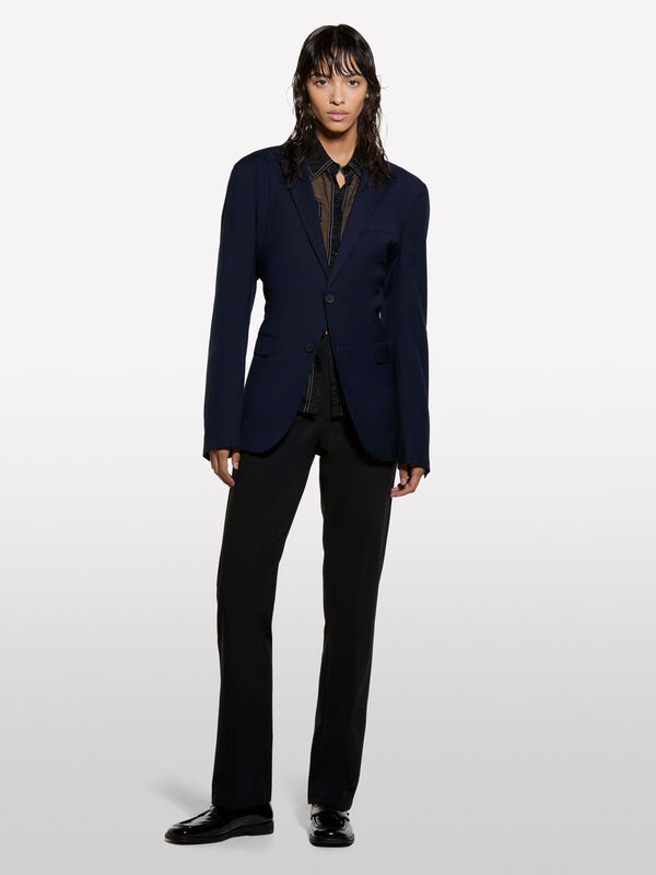 Black straight trousers - women's regular fit trousers | Sisley