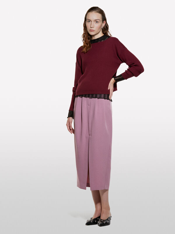 Burgundy boat neck top - women's crew neck sweaters | Sisley