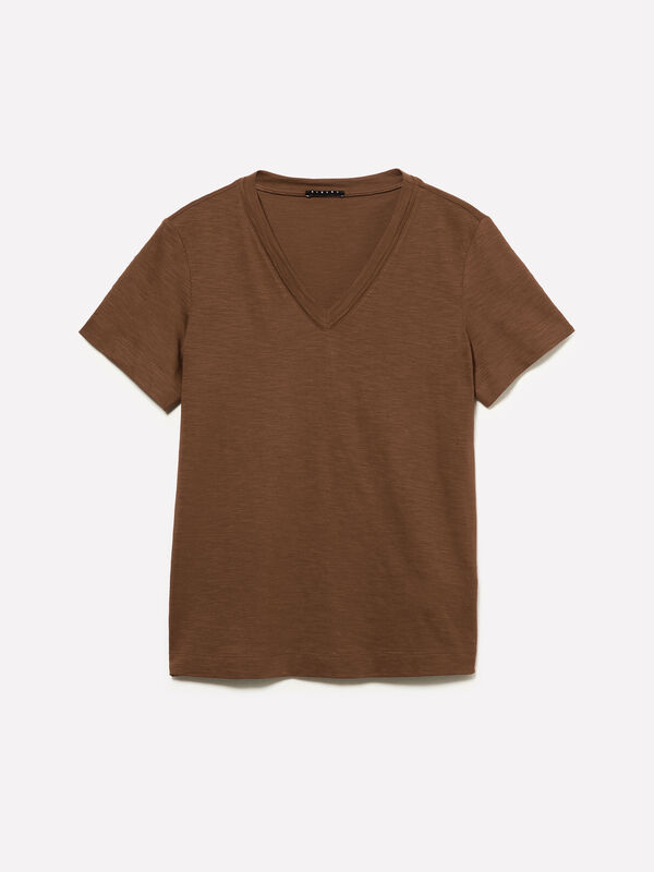 V-neck T-shirt - women's short sleeve t-shirts | Sisley