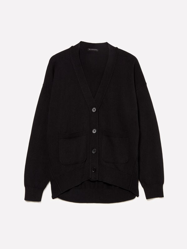 Black oversized fit cardigan Black oversized fit cardigan - women's cardigans | Sisley