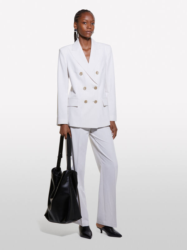 Cream white double-breasted blazer - women's blazers | Sisley