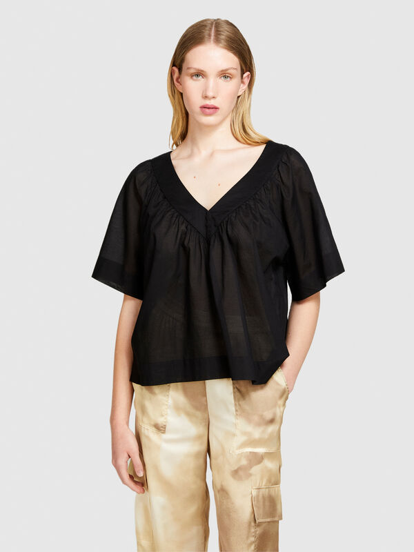 Blouse with V-neck - women's blouses | Sisley