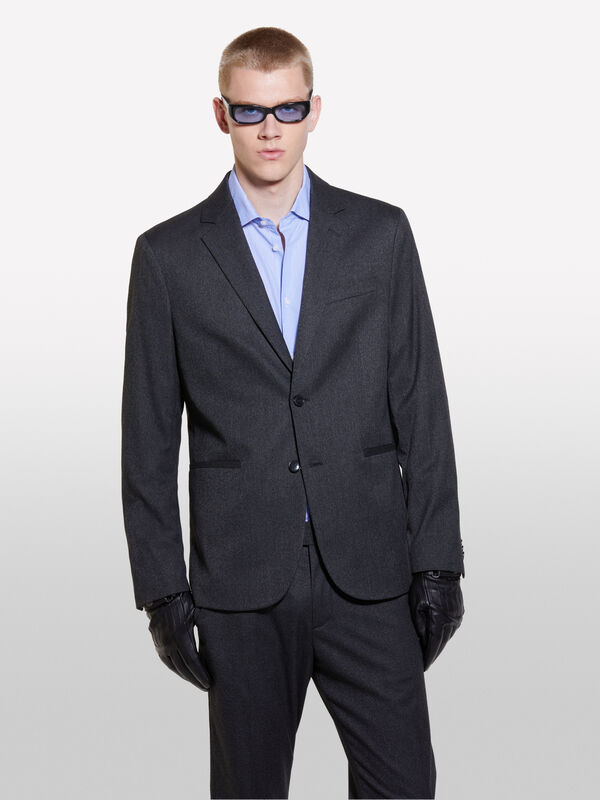 Black yarn dyed blazer - men's blazers | Sisley