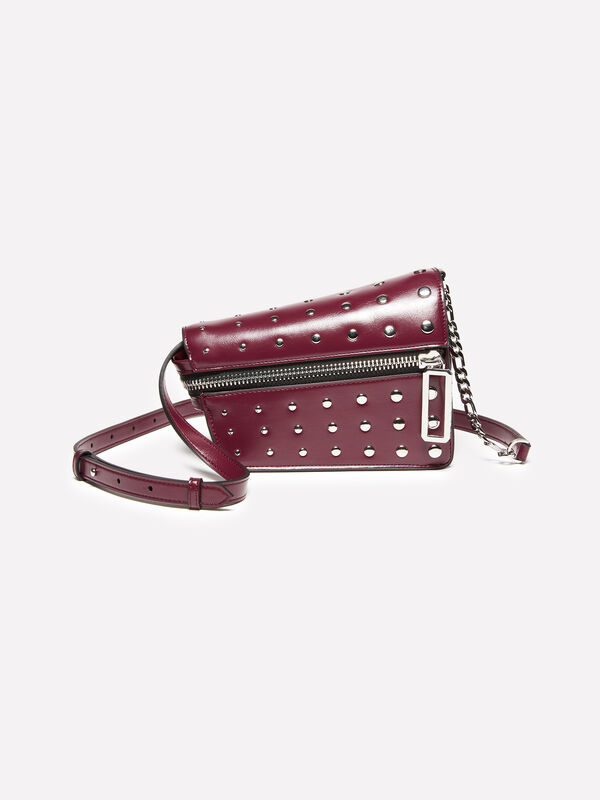 Burgundy asymmetrical bag with studs - women's shoulder and crossbody bags | Sisley