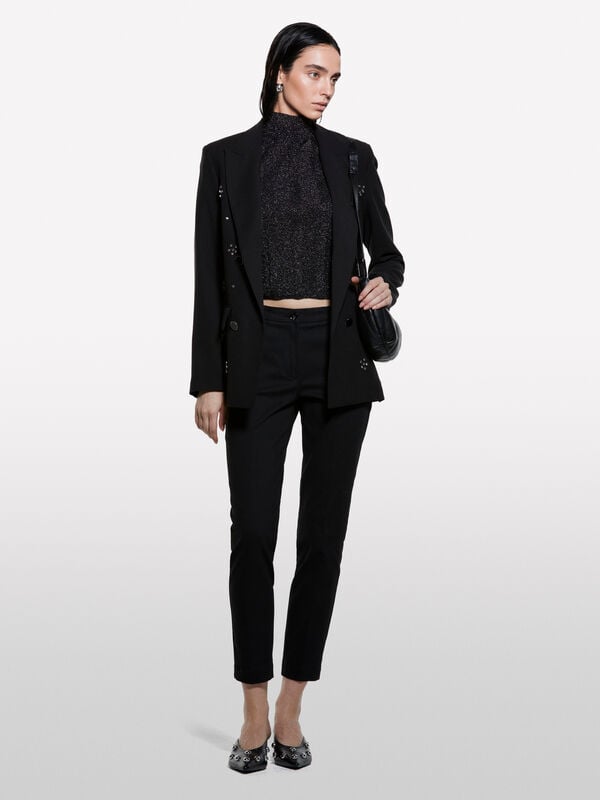 Black slim fit chinos - women's slim fit trousers | Sisley