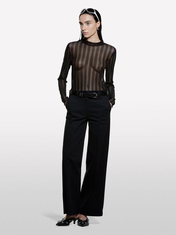 Black wide leg trousers - New Collection Women | Sisley