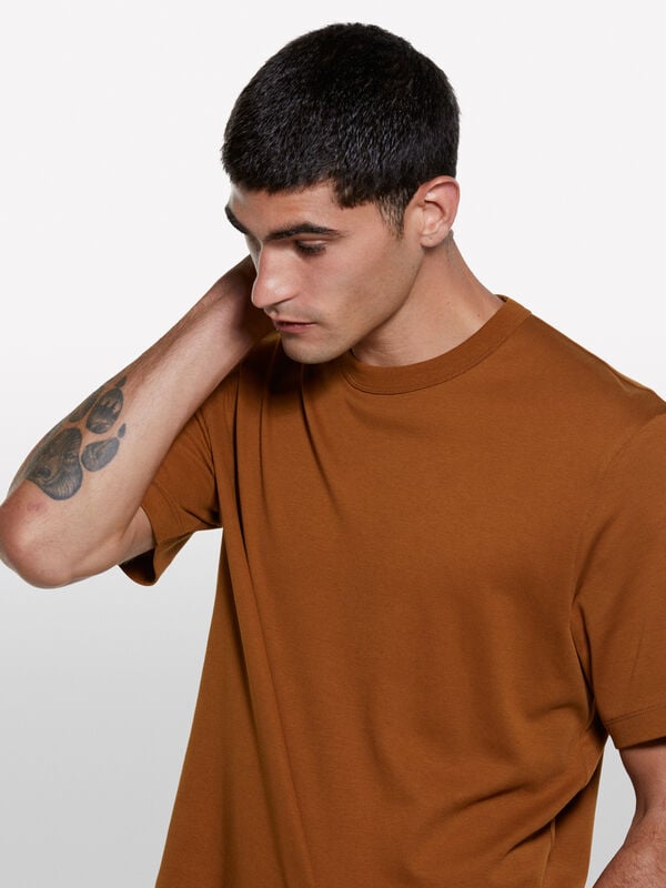 Terracotta regular fit t-shirt - men's short sleeve t-shirts | Sisley