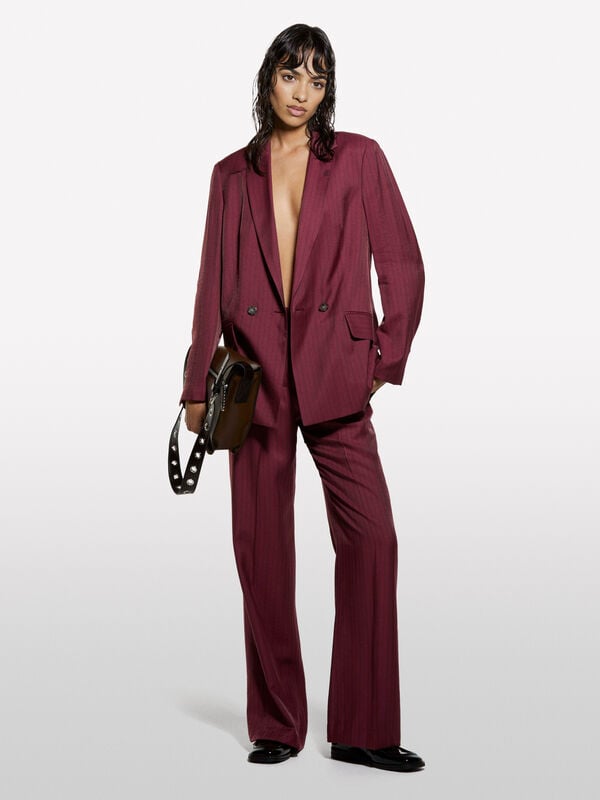 Blush pink striped trousers - women's palazzo trousers | Sisley