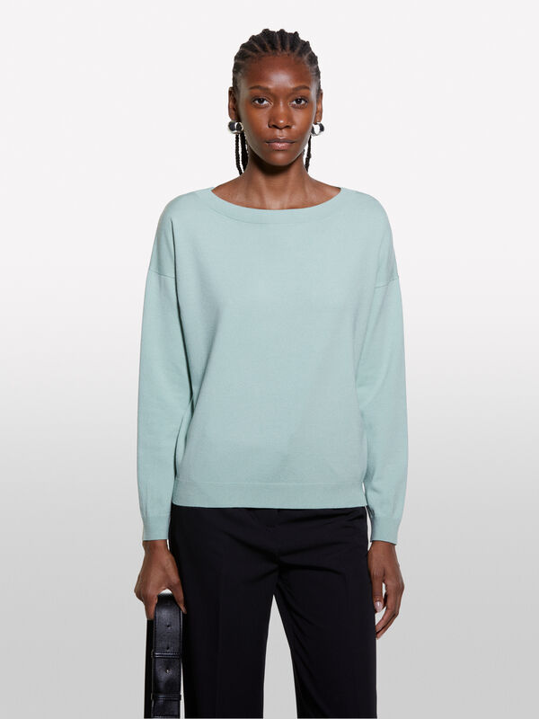 Light green sweater with boat neck - women's boat neck sweaters | Sisley