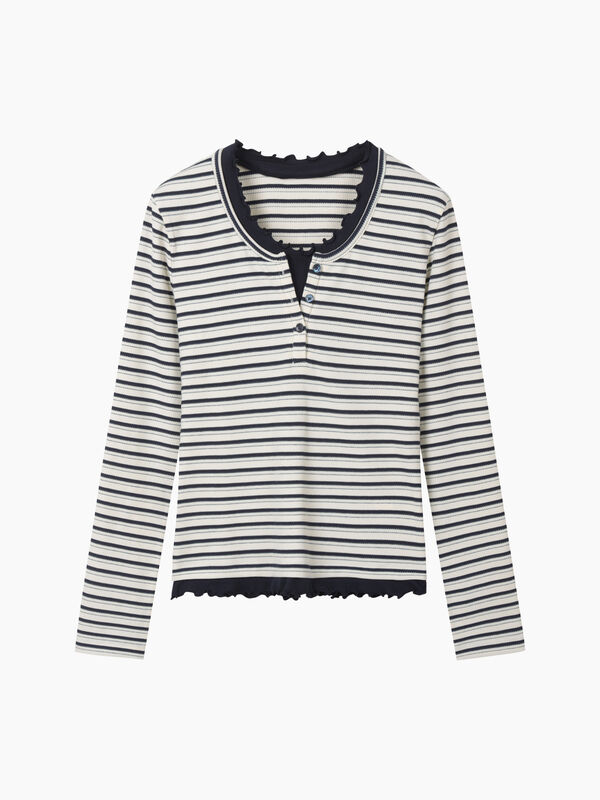 Ribbed striped T-shirt - sisley k long sleeve t-shirt | Sisley K