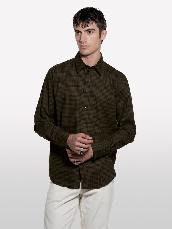 Dark flannel shirt - men's regular fit shirts | Sisley