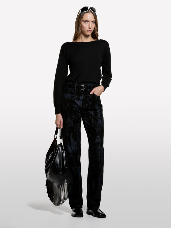 Black boat neck sweater - women's boat neck sweaters | Sisley