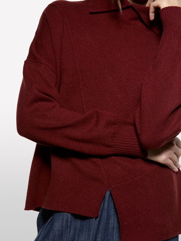 Uneven sweater with high neck  - women's high neck sweaters | Sisley