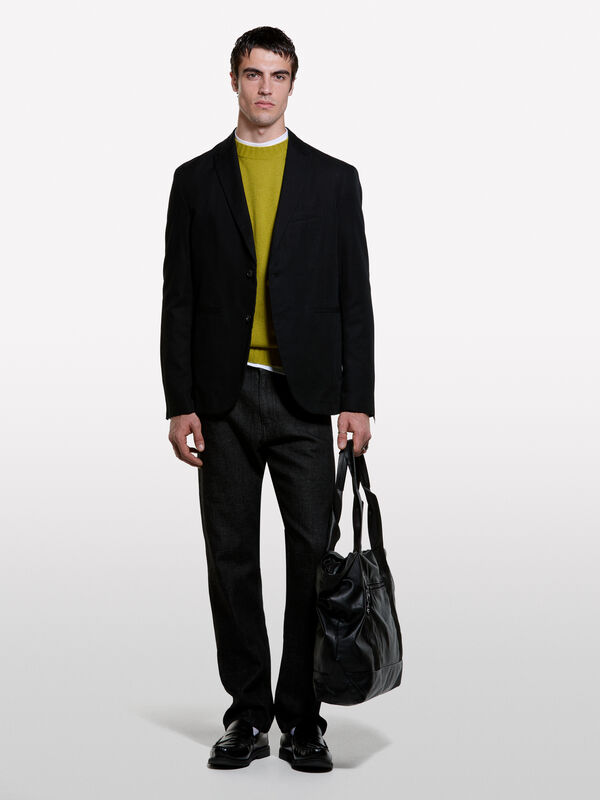 Black slim comfort fit tailored blazer - men's blazers | Sisley