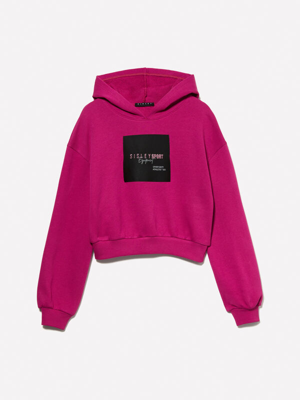 Fuchsia sweatshirt with logo tag - girls' knitwear | Sisley Young