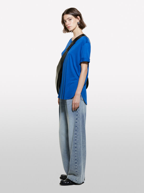 Blue relaxed fit t-shirt - women's short sleeve t-shirts | Sisley