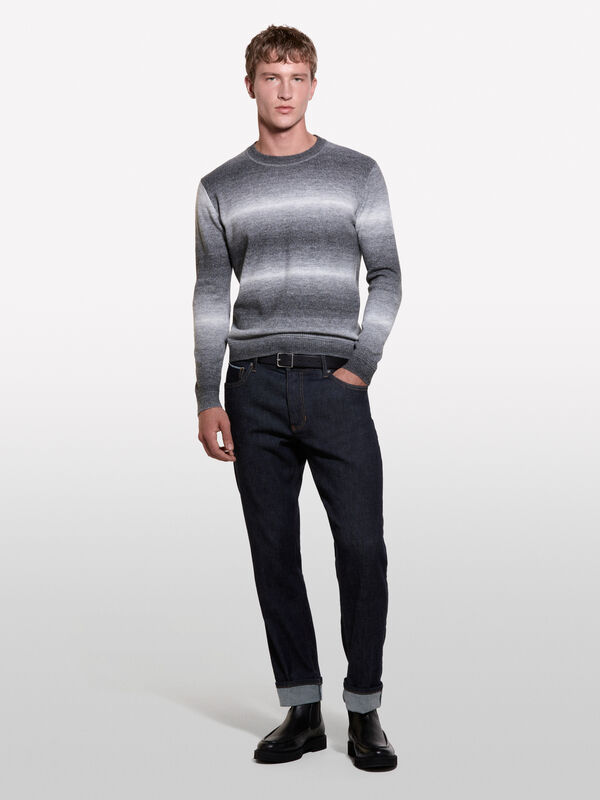 Shaded gray sweater - men's crew neck sweaters | Sisley