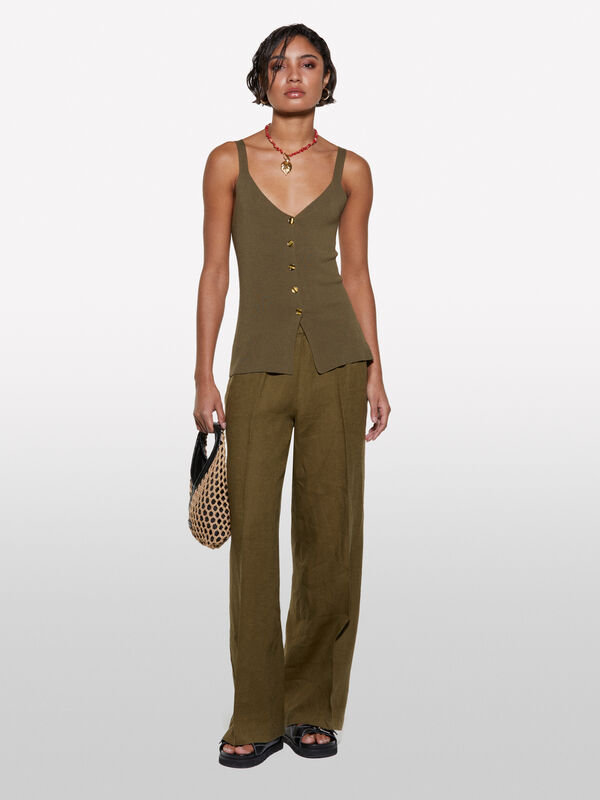 Military green top with buttons - women's tops | Sisley