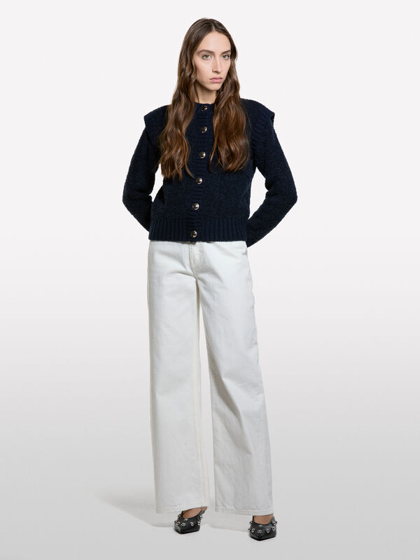 Teddy look knit jacket - women's cardigans | Sisley