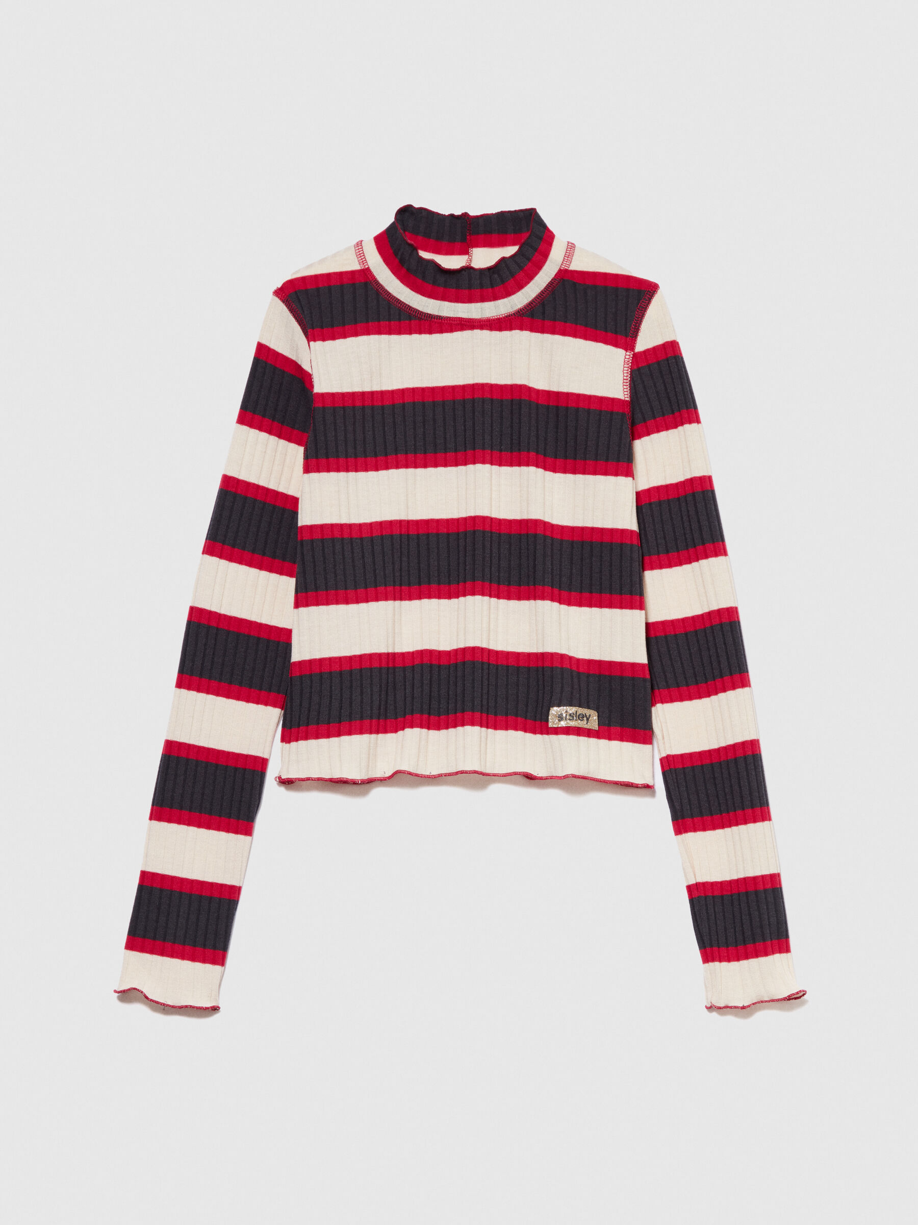 Striped turtleneck t shirt Multi color Sisley