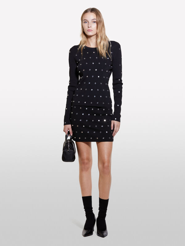 Sweater with studs - women's crew neck sweaters | Sisley