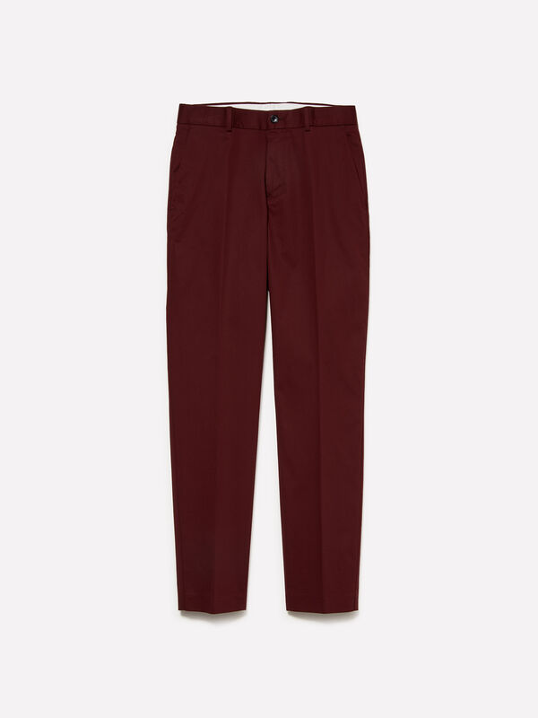 Burgundy slim comfort fit trousers - men's slim fit trousers | Sisley