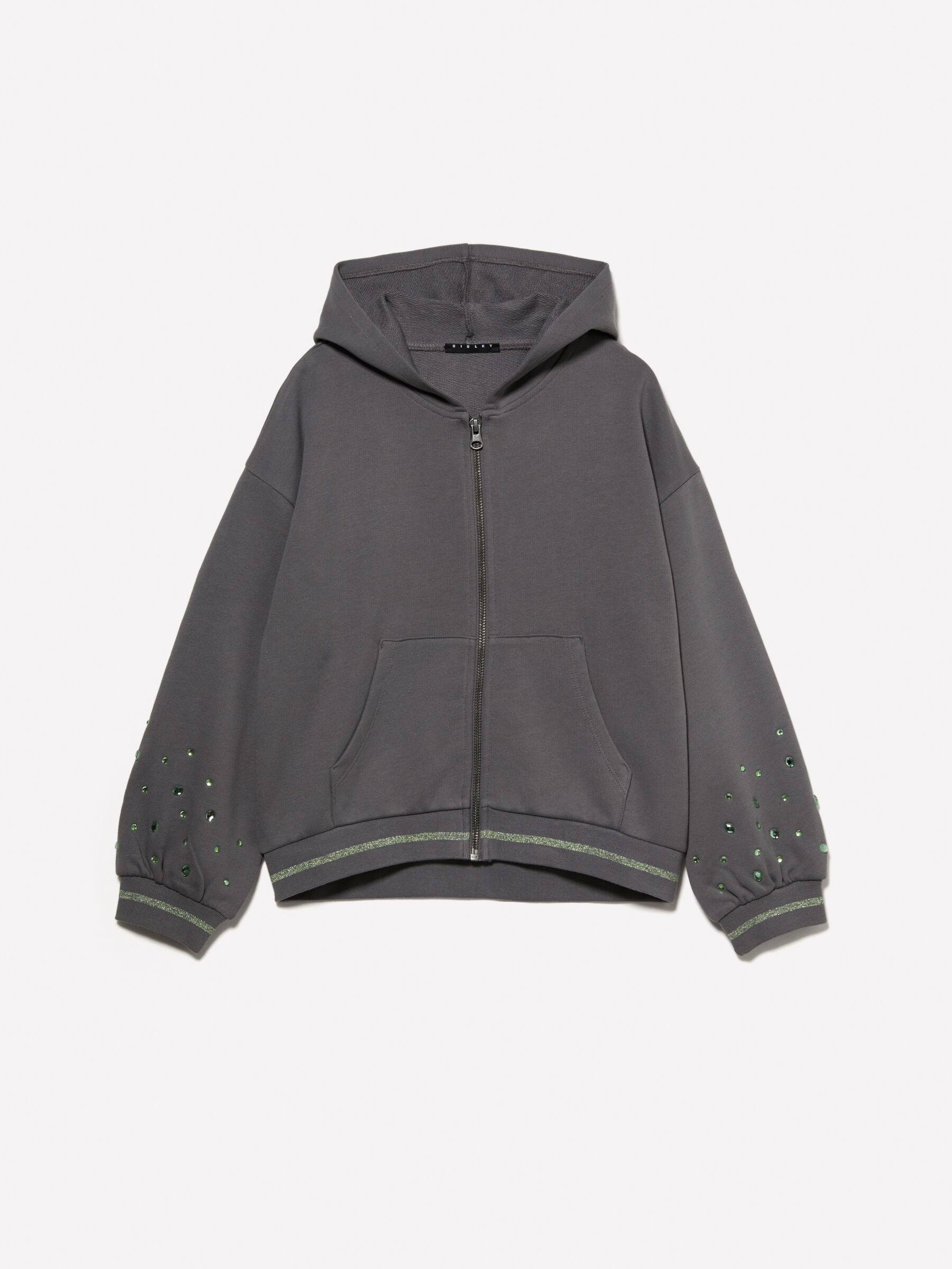 Gray oversized sweatshirt with rhinestones Dark Gray Sisley