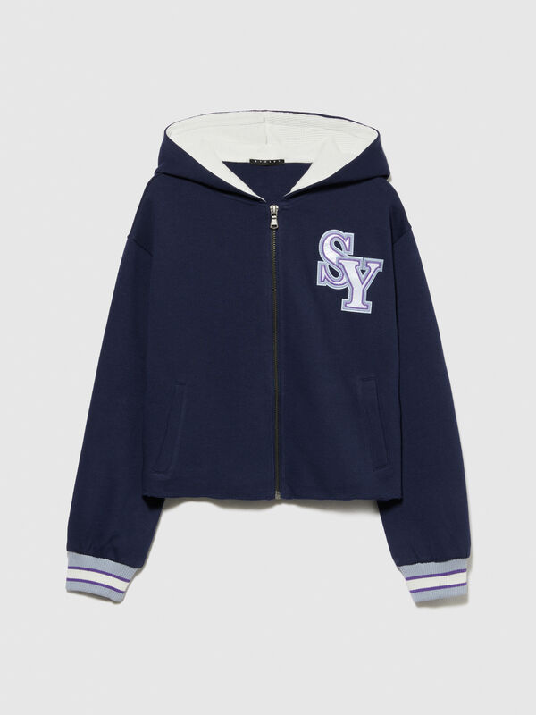 Cropped hoodie with embroidery Junior Girl