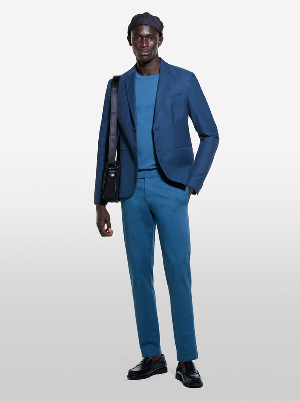 Blue slim fit chino trousers - men's slim fit trousers | Sisley