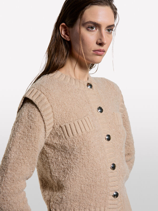 Teddy look knit jacket - women's cardigans | Sisley