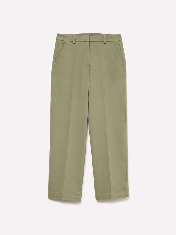 Dark green high-waisted trousers - women's regular fit trousers | Sisley