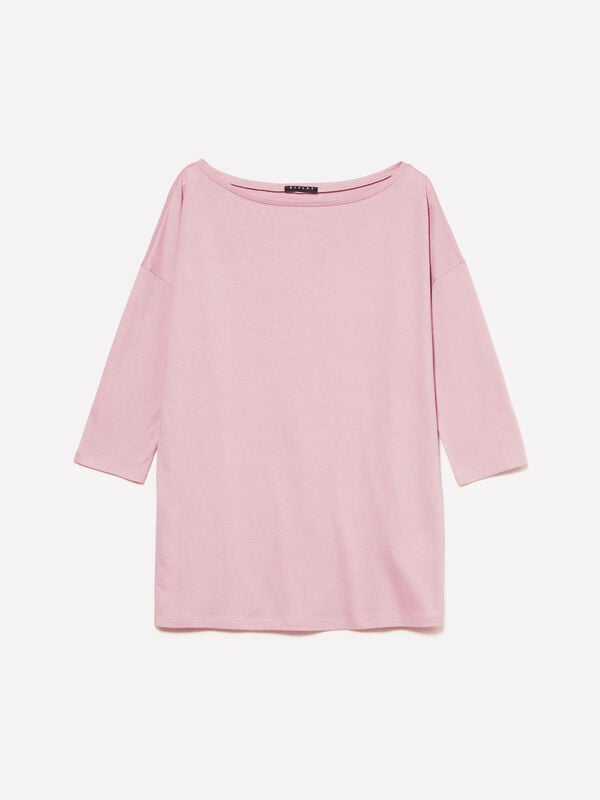 Mauve t-shirt with boat neck Mauve t-shirt with boat neck - women's long sleeve t-shirts | Sisley