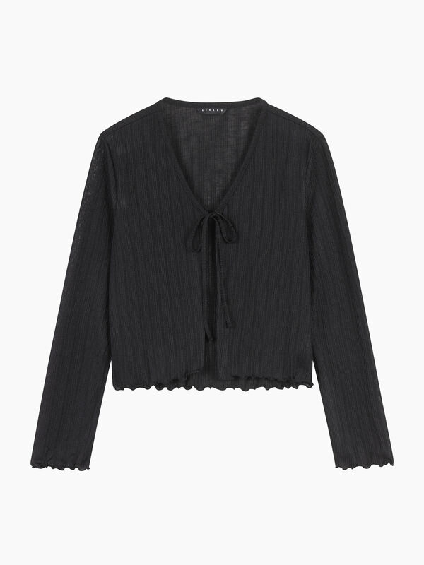 Black cardigan with laces - sisley k cardigan | Sisley K