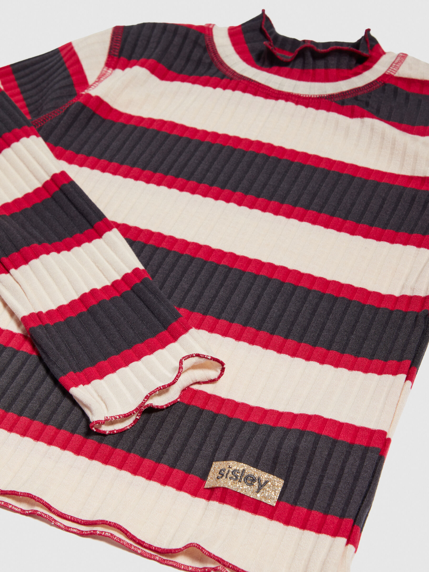 Striped turtleneck tee discount