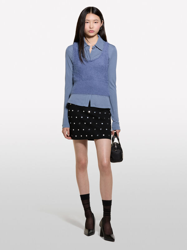 Gray faux fur tank top - women's tops | Sisley