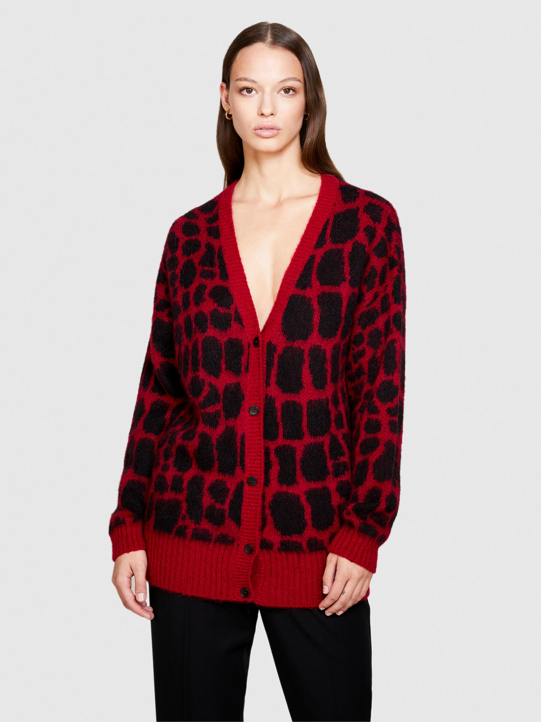 Collarless flap pocket best sale leopard printed cardigans