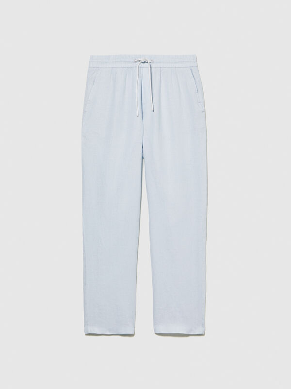 Sky blue 100% linen joggers - men's joggers | Sisley
