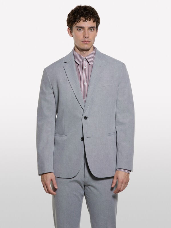 Light gray textured blazer - men's blazers | Sisley