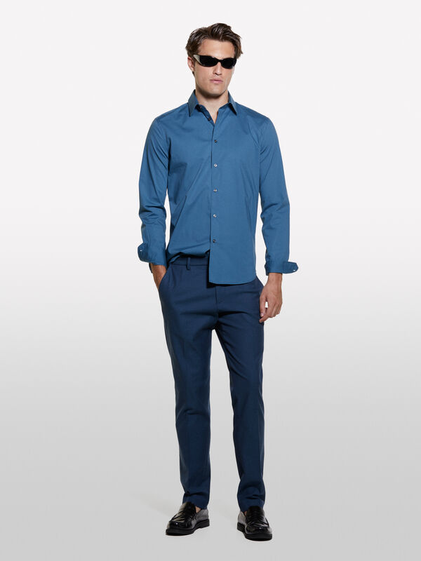 Blue slim fit shirt - men's slim fit shirts | Sisley