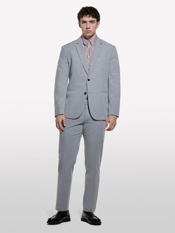 Light gray textured blazer - men's blazers | Sisley