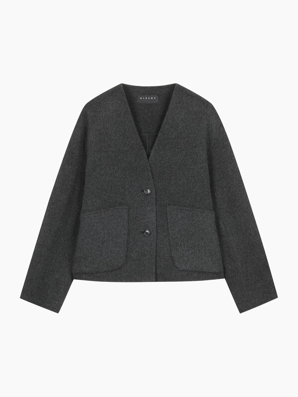 Short Wool Cardigan with V-Neck - sisley k cardigan | Sisley K