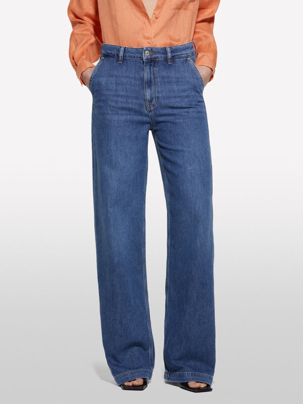 Dark wide fit jeans - women's palazzo jeans | Sisley